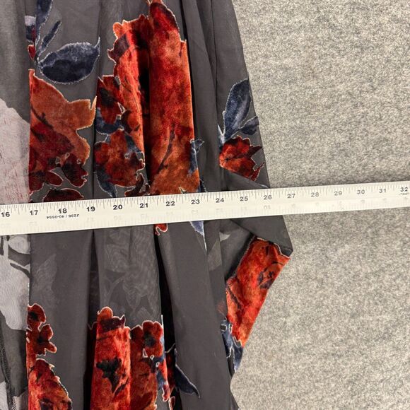 She + Sky Top Women M Medium Gray Floral Open Front Long Sleeve Cotton Casual - Picture 5 of 7